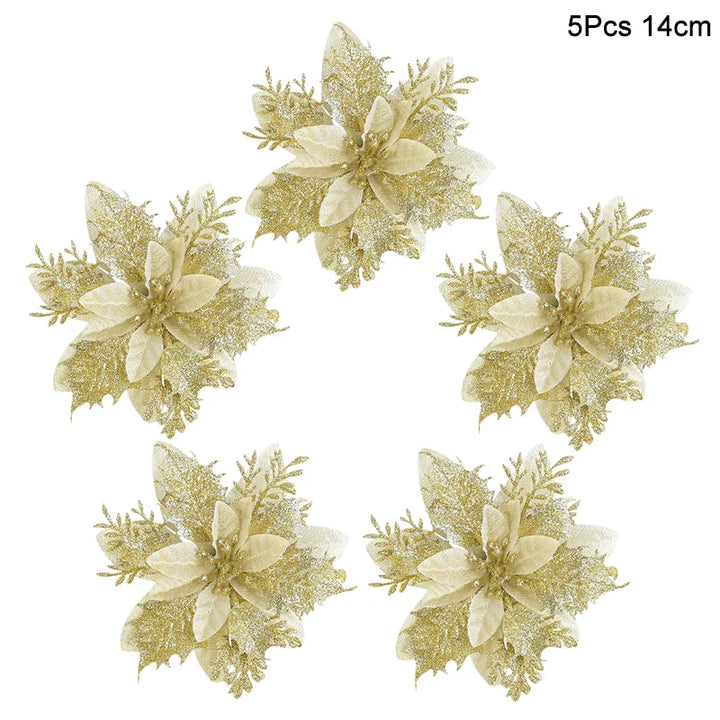 Rynx 5 Piece Christmas Red Berries Artificial Flower Pine Cone Branch Christmas Tree Decorations Ornament Gift Packaging Home DIY Wreath