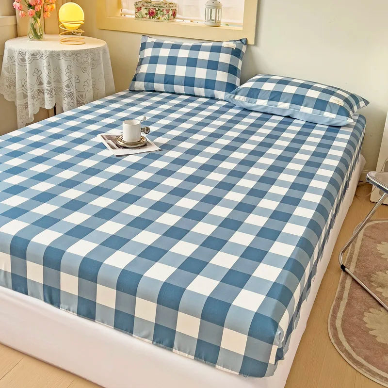 Rynx | Stripe Style Fitted Sheet with Elastic Bands Non-Slip Adjustable Mattress Cover for Double, King, and Queen Bed 90x200 150x200 180x200