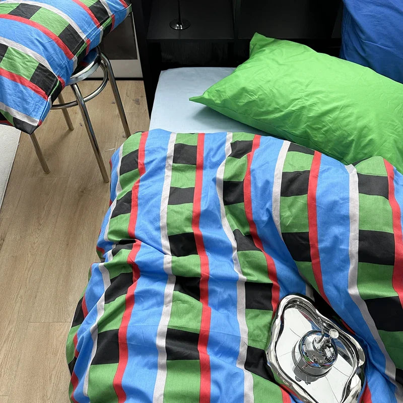 Rynx | Bedding duvet cover stripes boys girls twin queen size duvet cover pillowcase bedding adult fashion home textiles Nordic sling