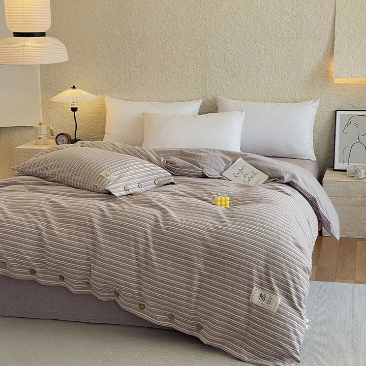 Rynx | 100% Cotton Duvet Cover Stripes Bedspread Skin-friendly Bedding Comforter Cover High-quality Duvet Cover duvet cover
