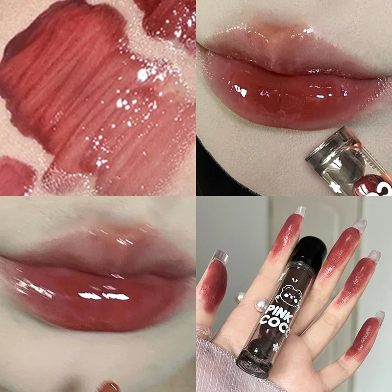 Rynx | New Jelly Mirror Black Tube Lipstick Long-lasting Non-sticky Cup Moisturizing Water Light Lip Balm Korean Lip Makeup Cosmetics 1 Piece
