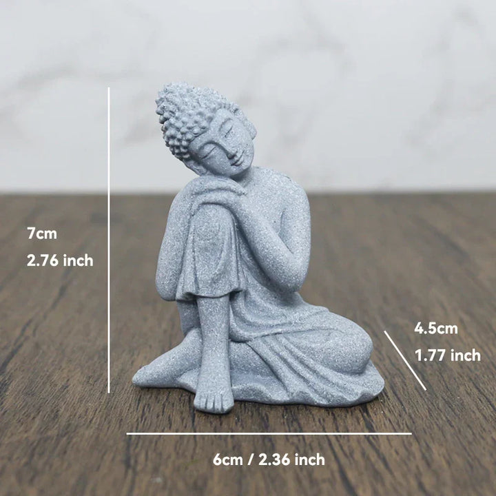 Lisslune | Buddha Stone Statue Small Buddhist Monks Tibetan Buddhism Figures Zen Garden Ornament Meditation Home Aquarium Decoration