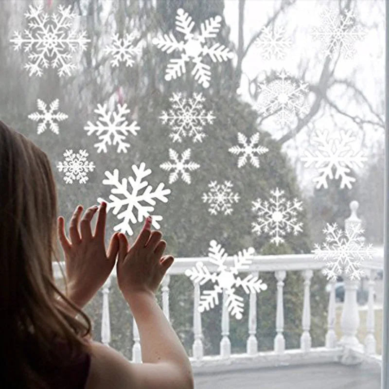 Rynx 36 Pieces/Set White Snowflake Christmas Wall Stickers Glass Window Stickers Christmas Decoration for Home New Year Gift Navidad 2024