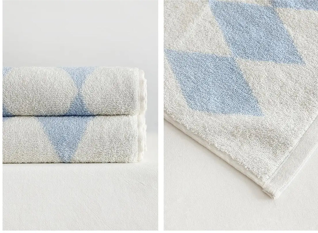 Rynx | Striped Geometric Diamonds Cotton Towels Soft Absorbent Face Towel Combed Long Staple Fiber Kids Hands Towel Adults Bath Household To