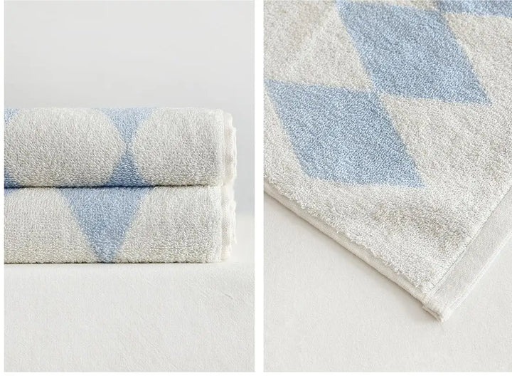 Rynx | Striped Geometric Diamonds Cotton Towels Soft Absorbent Face Towel Combed Long Staple Fiber Kids Hands Towel Adults Bath Household To