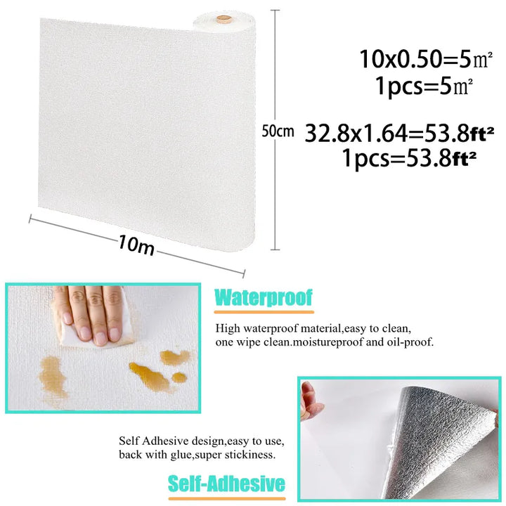 Lisslune | 3D Linen Self-Adhesive Waterproof Wall Sticker