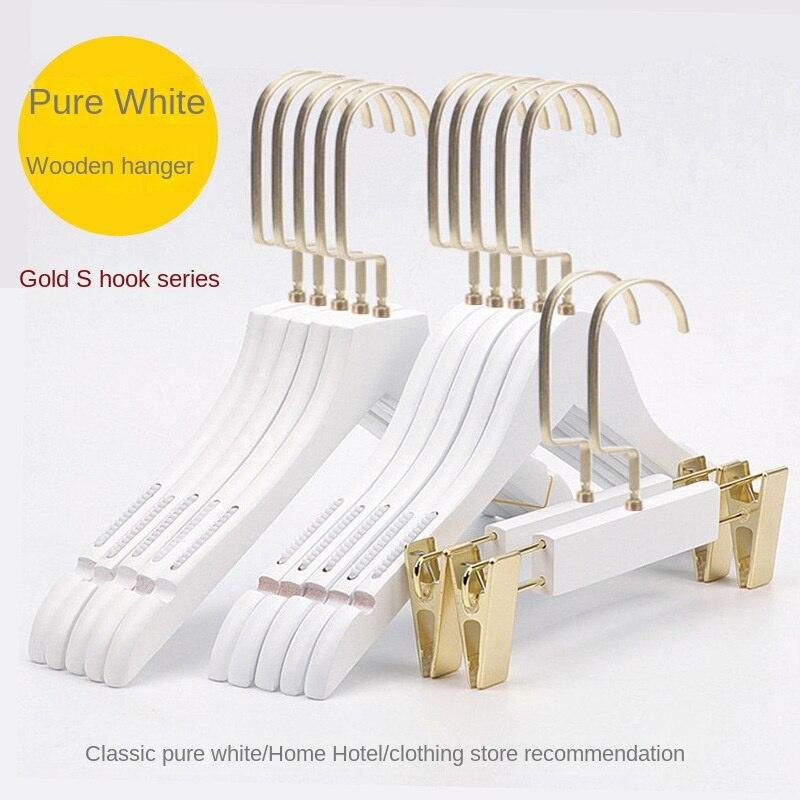Lisslune | Elegant White Wooden Hanger Set with Gold Hooks for Fashion-Conscious Closet Organization