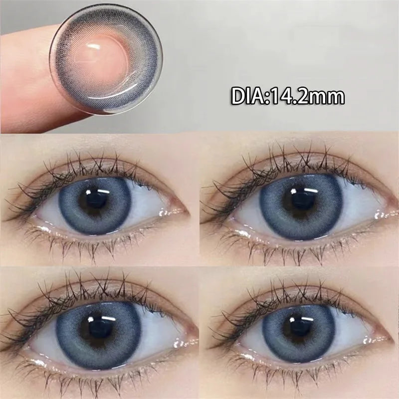 Lisslune | Natural colored lens eyes 2 pieces Annual color contact lenses for eye iris brown with diopters myopia beauty lens cosmetic round lens