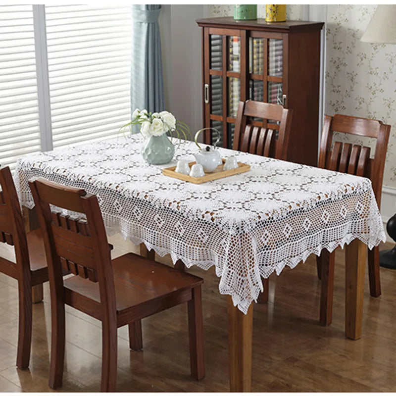 Rynx Super Elegant Tablecloths Nordic Rural Lace Tablecloth Crochet Square Tablecloths Dinner Napkins Christmas Tablecloth Sale
