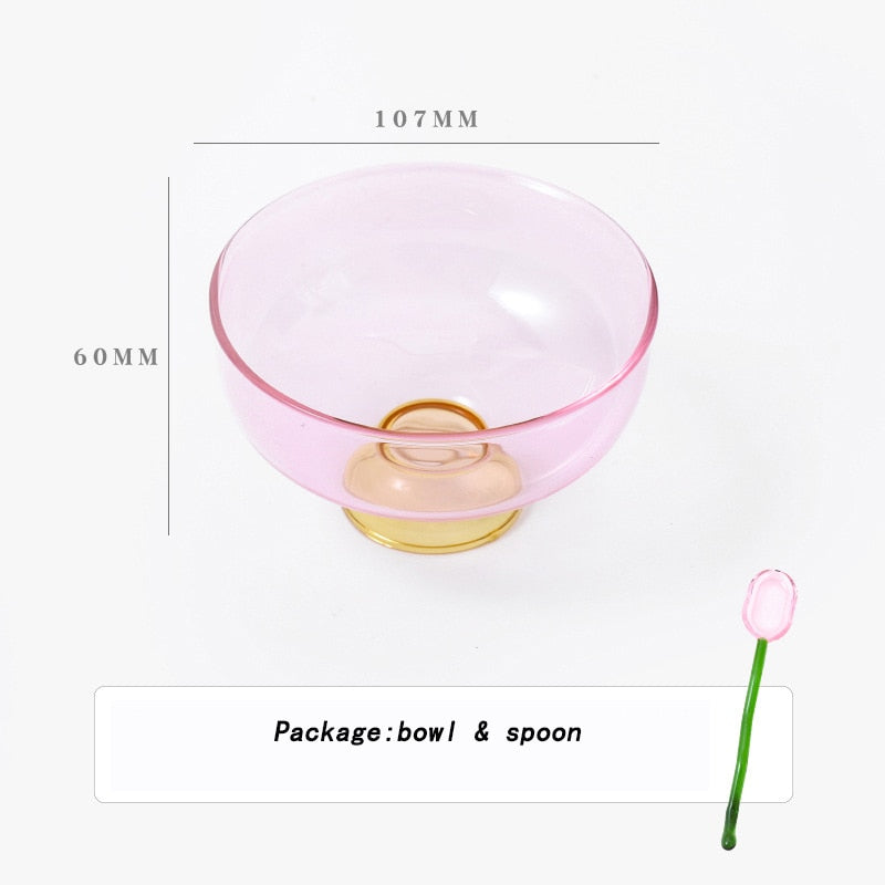 Lisslune | Colorful borosilicate dessert bowl with spoon
