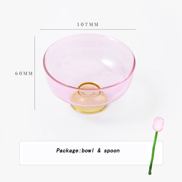 Lisslune | Colorful borosilicate dessert bowl with spoon