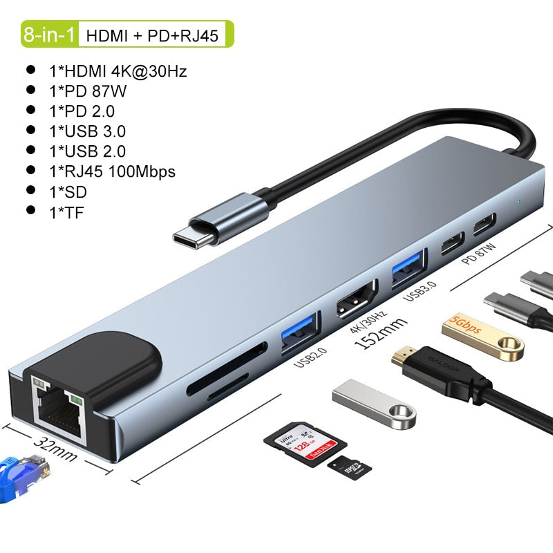 Lisslune | Thunderbolt 3 USB-C Hub with HDMI, PD, SD/TF for MacBook Air M1 and iPad Pro