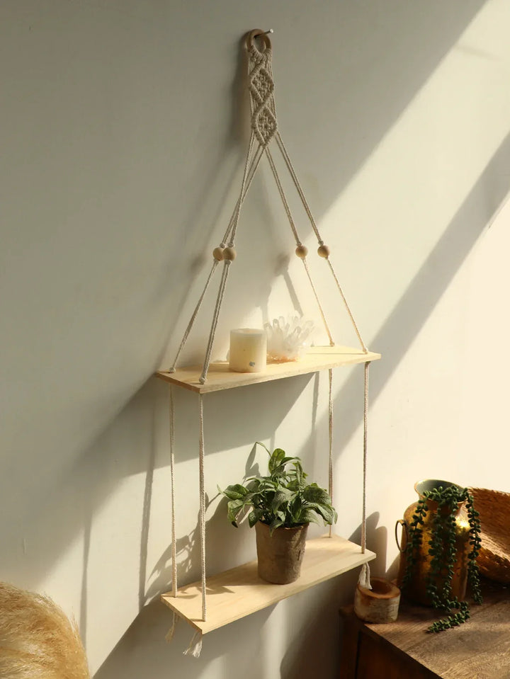Lisslune | Wall shelf – Wood – Hanging shelves – Boho home decoration – Room decoration