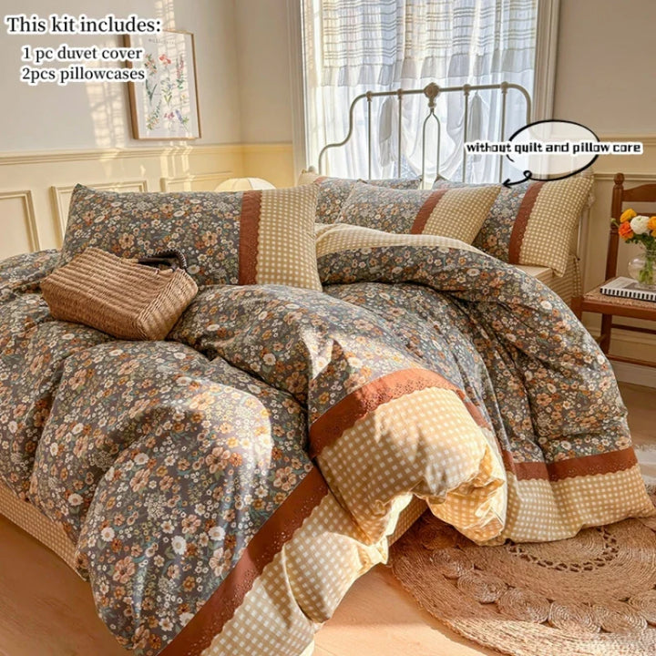 Rynx | 3pcs Floral Bedding Set Pillowcases No Filling Korean Lace Bedding Set Single Double Queen Size Girls Bedding Linen