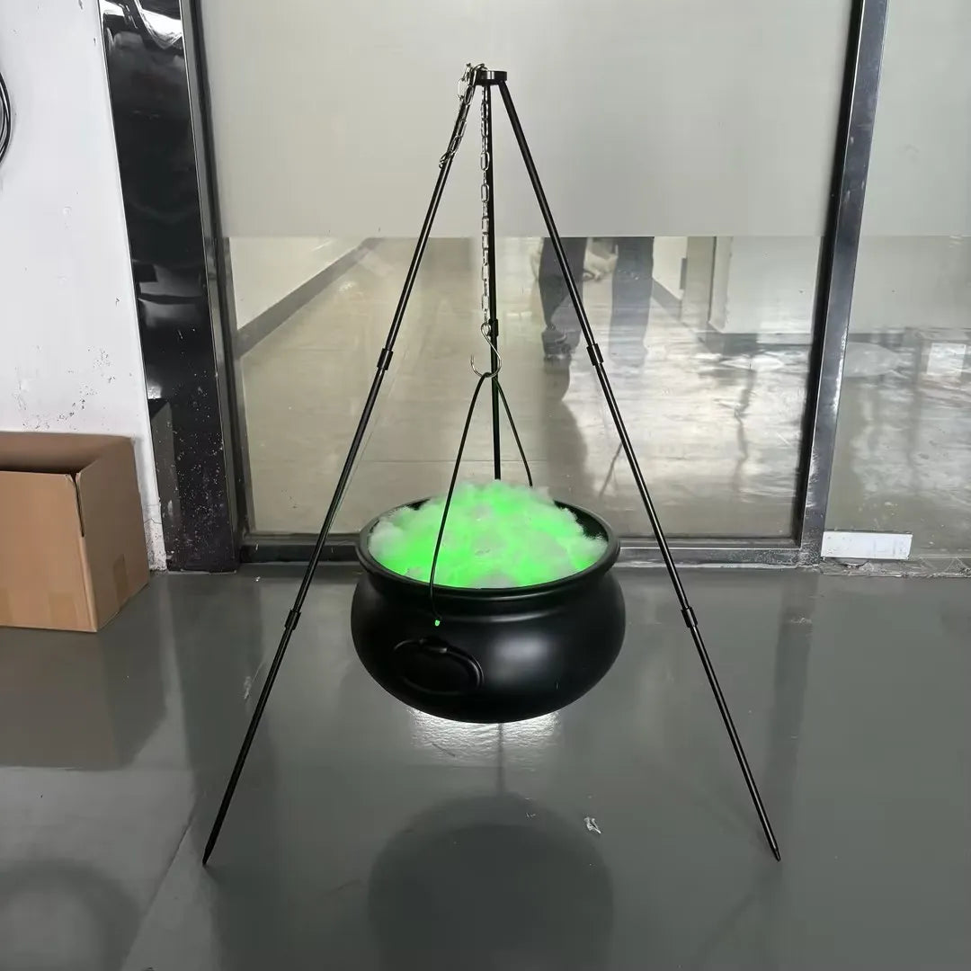 Rynx | Halloween Large Witch Cauldron Decoration Large Witch Bucket on Tripod Glass Black Cauldron Pot Plastic Party Outdoor Indoor Props
