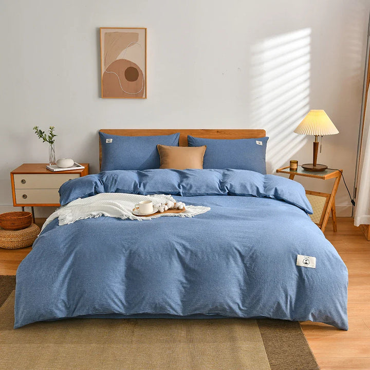 Rynx | 100% Cotton Duvet Cover Set with Pillowcase Japanese Style Grid Duvet Cover 220x240 Duvet Cover Set King Size