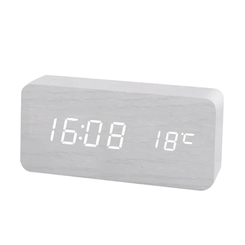 Lisslune | EcoTime Wooden Digital Alarm Clock | LED Display | Modern Design | Silent | Eco-friendly