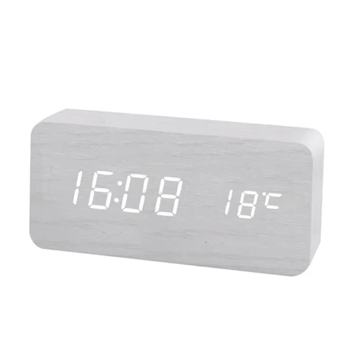 Lisslune | EcoTime Wooden Digital Alarm Clock | LED Display | Modern Design | Silent | Eco-friendly