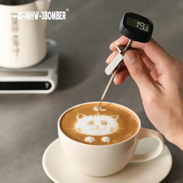 Lisslune | MHW-3BOMBER Digital, instant-read coffee thermometer for latte art pen, milk frothing pitcher, stylish barista kitchen accessories for home