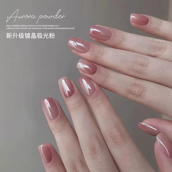 Rynx | 1jar Plating Aurora Chrome Nail Powder High Gloss Moonlight Mirror Fine Glitter Pigment Aurora Pearl Rub Dust Chrome Nails
