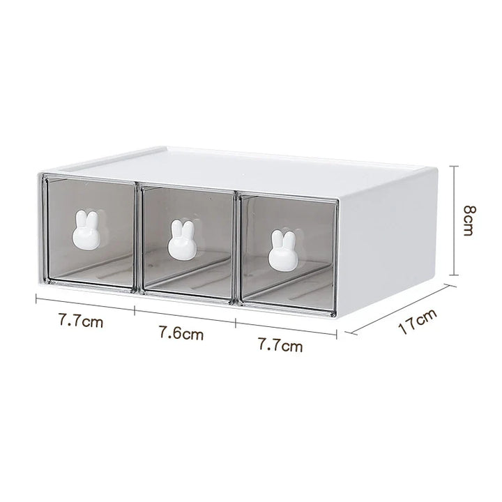 Rynx | Desktop Cosmetics Kawaii Stationery Storage Box Ins Plastic Drawer Storage Pen Cabinet Office Desk Stackable Storage Organization