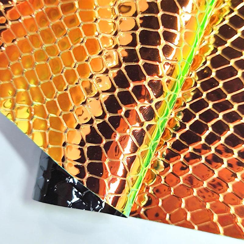 Lisslune | Iridescent Rainbow Snake Skin Holographic PVC Craft Fabric - Perfect for Artistic Creations