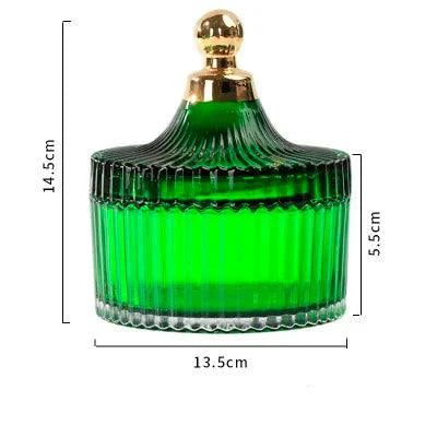Lisslune | Amber Radiance Crystal Glass Storage Jar with Lid for Jewelry and Event Decor