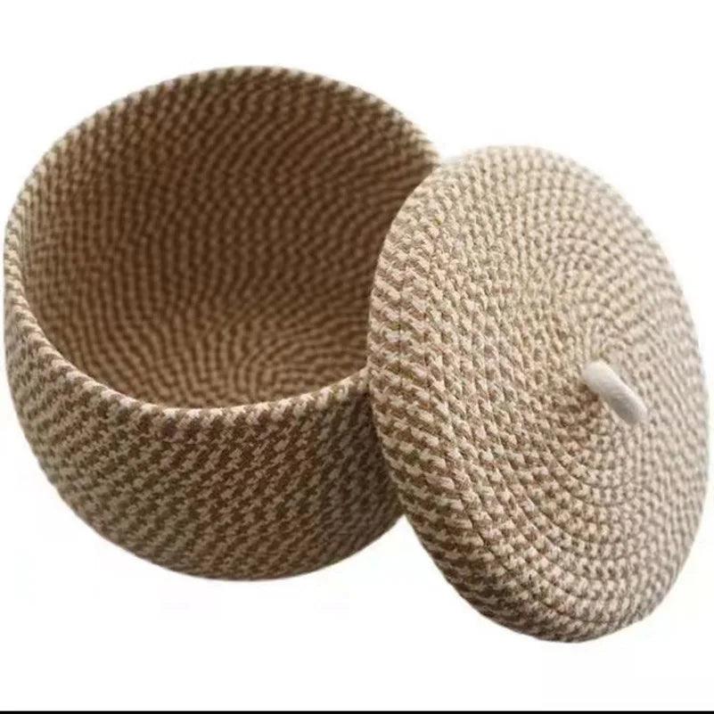 Lisslune | Chic Khaki Cotton Storage Basket Set: A stylish solution for a neatly organized home