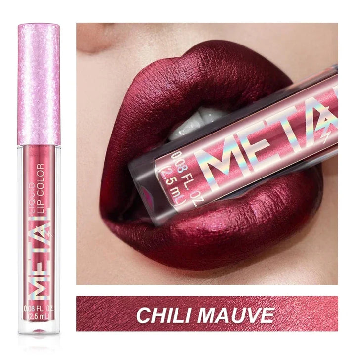 Rynx | Matte Glitter Liquid Lipstick Makeup Waterproof Non-sticky Cup Metal Lipstick Set Long-lasting Shiny Lip Color Shade Charming Lipstick