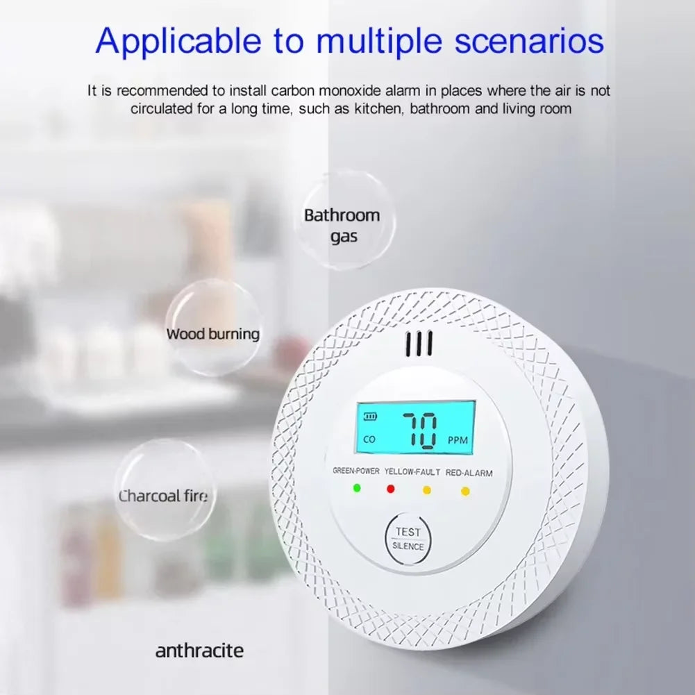 Lisslune | VeiligWoon CO and Smoke Detector – Wireless with LCD Screen and Alarm