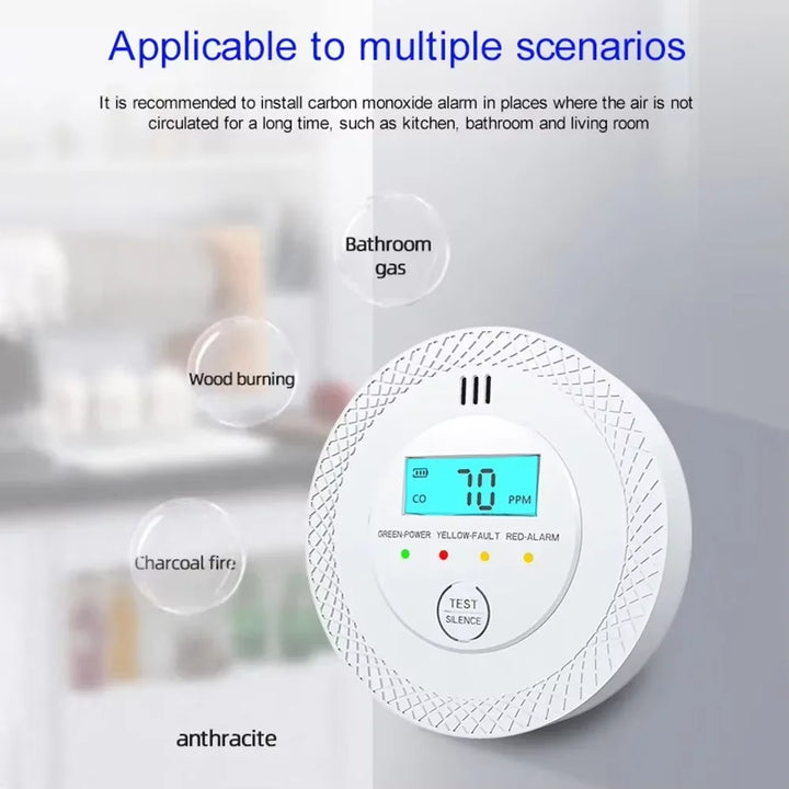 Lisslune | VeiligWoon CO and Smoke Detector – Wireless with LCD Screen and Alarm