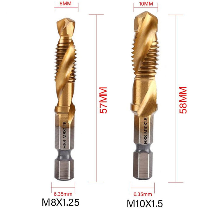 Lisslune | Precision Taps Set with Titanium Coating and Spiral Flute Design for Efficient Tapping and Chamfering