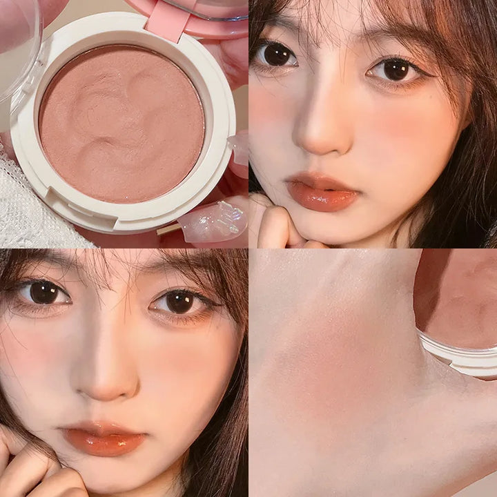 Rynx | Air Cushion Rouge Mud Matte Velvet Mist Gentle Cheek Tint Peach Pink Rouge with Puff Blush Korean Alternatives Makeup Women's Cosmetics