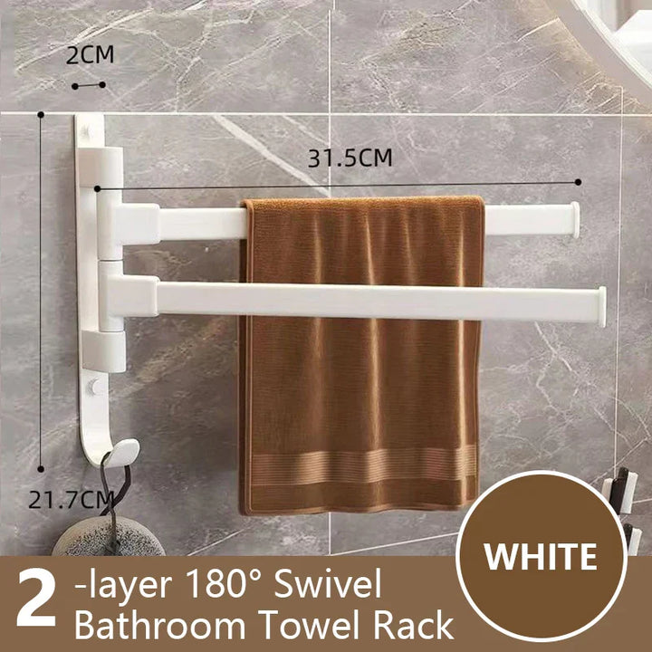 Lisslune | Bathroom Towel Holder Rotatable Towel Rack Space Aluminum 1/2/3/4/5-Bar Towel Holder Kitchen Shelf Kitchen Hanging Shelf Wall Mounted