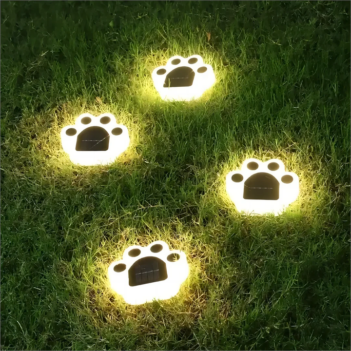Lisslune | Glowing Paw LED Solar Pathway Outdoor Lights