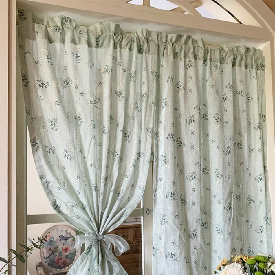 Rynx Korean Daisy Curtains Street Bags Shade Curtain Flower Tassel for Kitchen Bedroom Living Room Bay Window Wardrobe Curtain