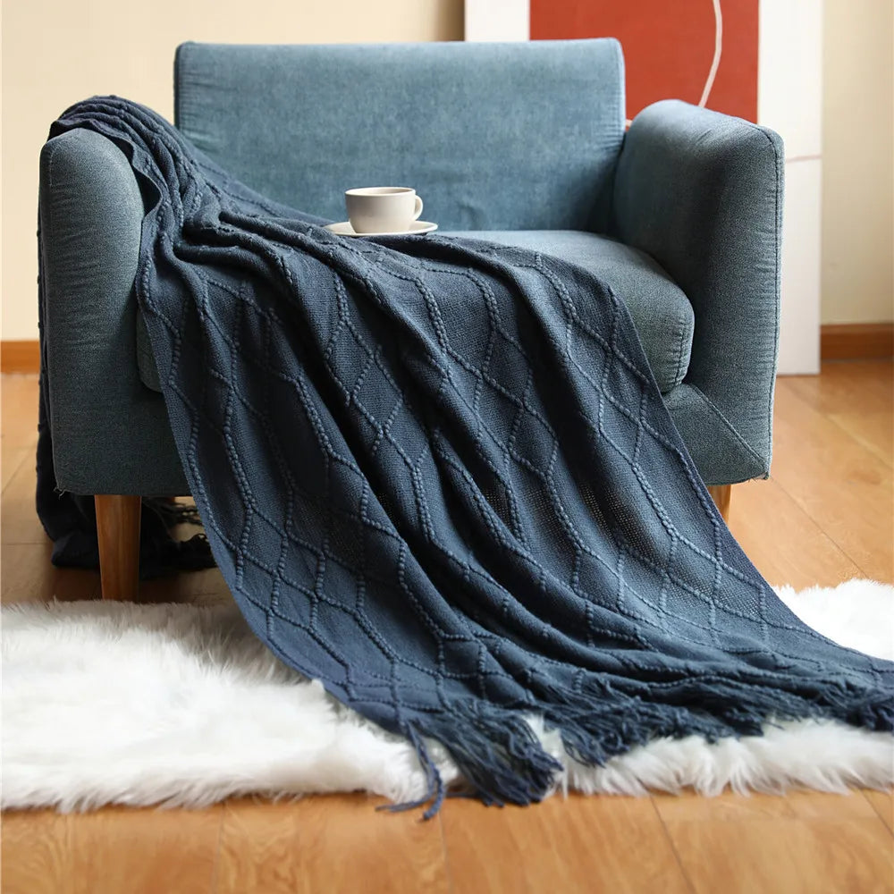 Lisslune | purple diamond knit blanket