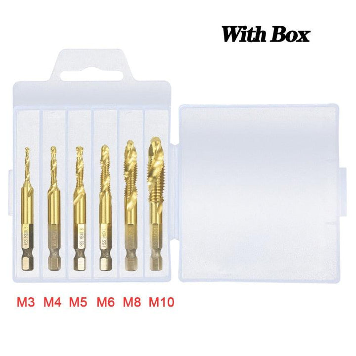 Lisslune | Precision Taps Set with Titanium Coating and Spiral Flute Design for Efficient Tapping and Chamfering