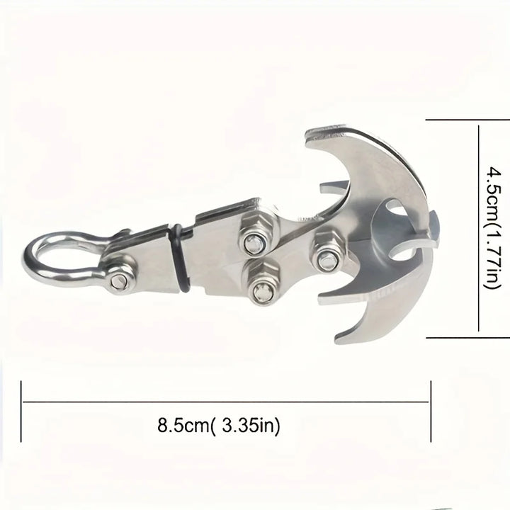 Rynx | 1 piece stainless steel folding grappling hook, heavy-duty multifunction claw with 4 reinforced blades for hiking, camping