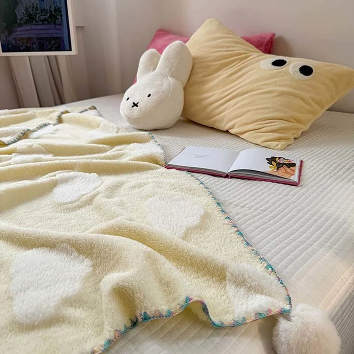 Rynx | Ins Style Blanket Wool Ball Style Cloud Soft Jacquard Reversible Blanket Soft and Warm Suitable for All Seasons