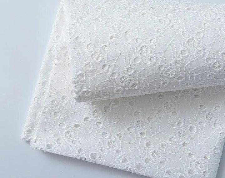Lisslune | Elegant 100% Cotton White Lace Material