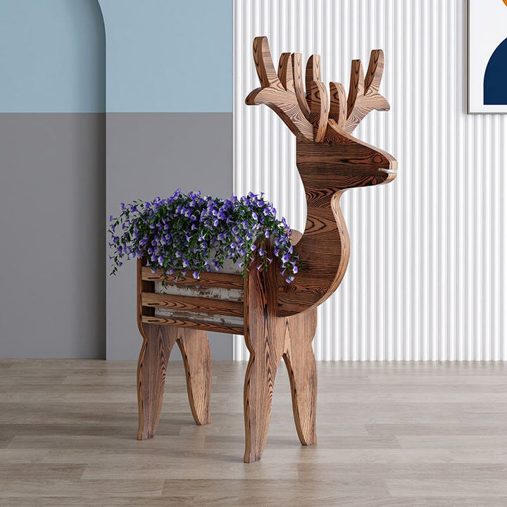 Lisslune | WhimsiRustic - Unusual Wooden Flower Stand Reindeer