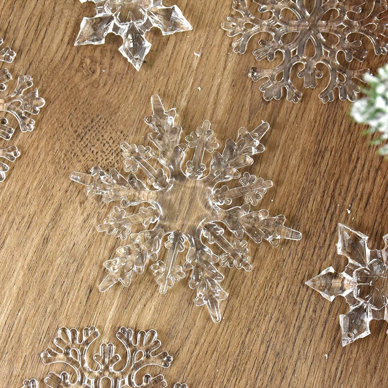 Rynx | 3 Piece Christmas Acrylic Snowflake Ornaments Transparent Xmas Tree Hanging Decorations Christmas Decorations for Home New Year