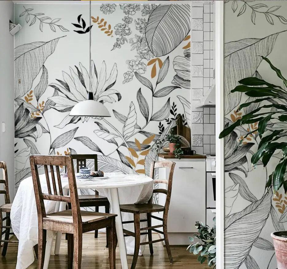 Lisslune | Serene Tropical Paradise Abstract Mural - Elegant Botanical Decor for Stylish Homes