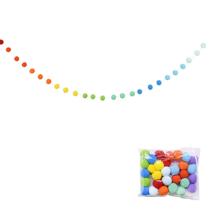 Rynx 2.5Meter Colored Pom Pom Pendant Light Garland Ins Nordic Series Wool Felt Ball String DIY Handmade Kids Room Decoration