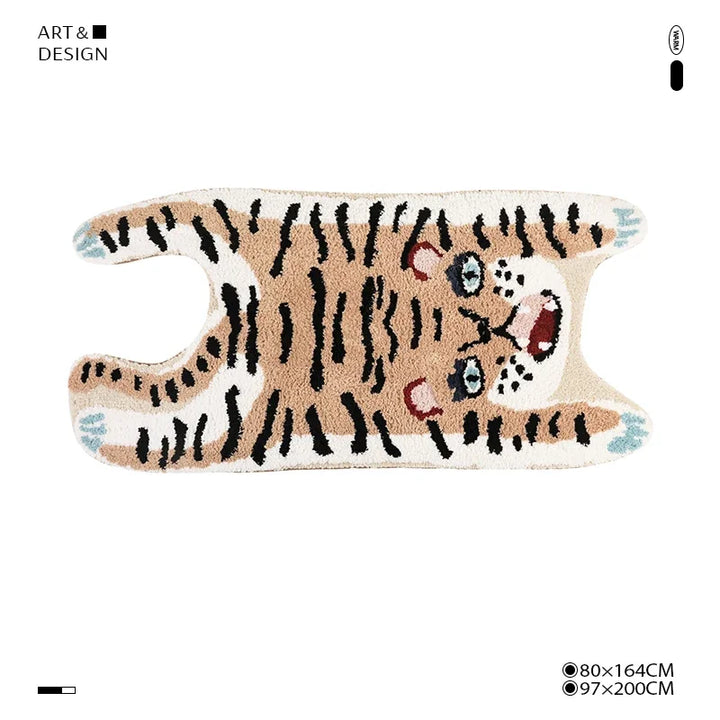 Rynx | Irregular Tiger Pattern Living Room Rug Cute Leopard Pattern Children's Room Rug Aesthetic Rugs тигр ковер 호랑이 양탄자 Tapis IG