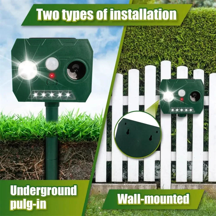 Lisslune | ULTRAGUARD ANIMAL REPELLER – Ultrasonic Animal Repeller with LED Light – Weatherproof & Battery Operated for Garden & Outdoor Use