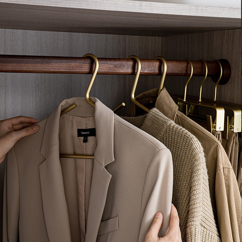 Lisslune | 5 pieces of hangers made of solid matte gold/silver │ Seamless wardrobe organizer made of metal