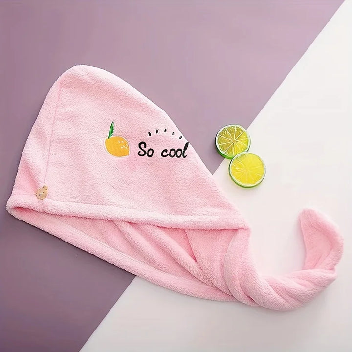 Rynx | Fruit Embroidery Hair Towel Soft Hair Drying Towel Super Absorbent Hair Towel For the Bathroom Quick Drying Hair Towel