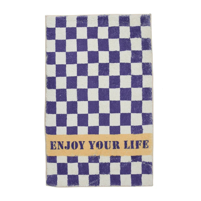 Rynx | Lavender Color Luxury Checkerboard Rug Bedroom Decoration Rugs Living Room Rug Bathroom Door Mat Non-Slip Rugs Rug IG